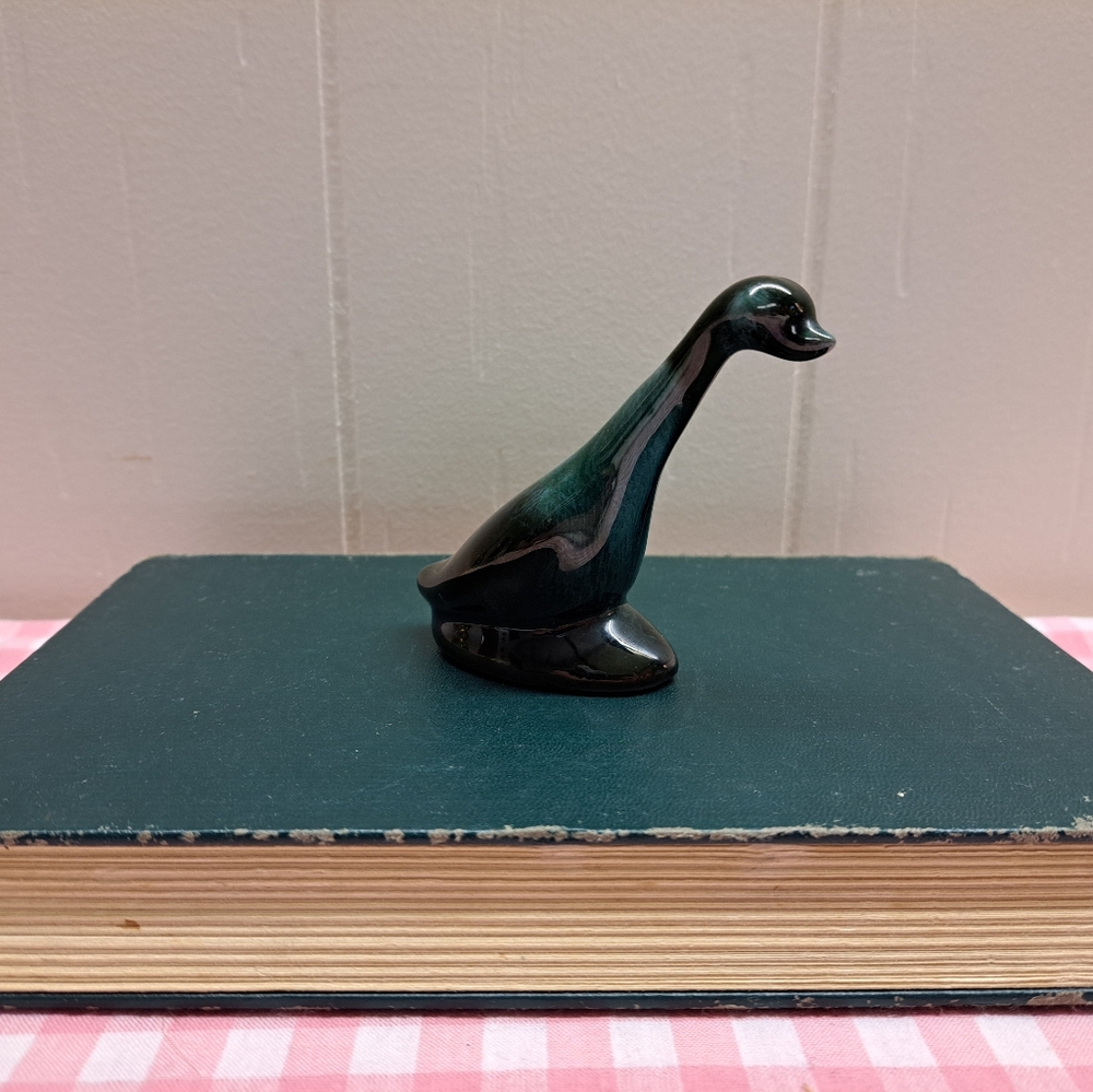 Vintage Blue Mountain Pottery Green/Blue Ceramic Duck Figurine